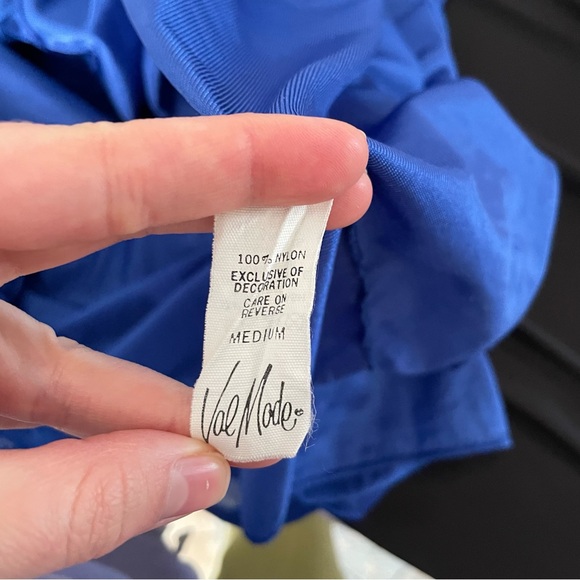 Vae Mode | Vintage 80s Cobalt Blue Lace Front Long Slip Dress Lingerie Nightgown - Picture 11 of 14